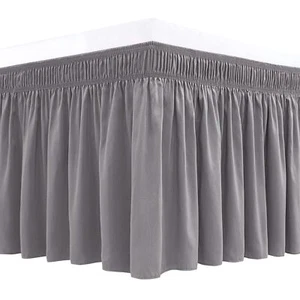 Wrap Around Bed Skirts for Queen Beds 15" Drop, Silver Grey Adjustable Elasti... - Picture 1 of 9