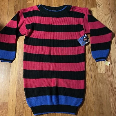 Vestido Suéter Gitano Vintage Anos 90 Novo Estoque Antigo Rosa Azul Preto Tamanho Médio Novo em folha - Imagem 1 de 4