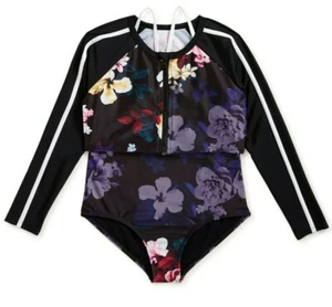 Wonder Nation Girls Long Sleeve Rash Guard &One Piece Swimsuit Size X Small 4-5 - Picture 1 of 7