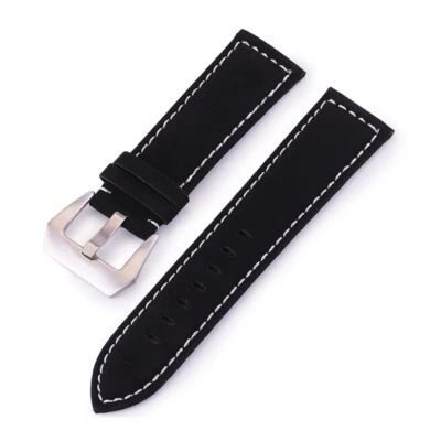 18mm 20mm 22mm 24mm Quick Fit Matte Genuine Leather Watch Band Strap - Image 1 of 4