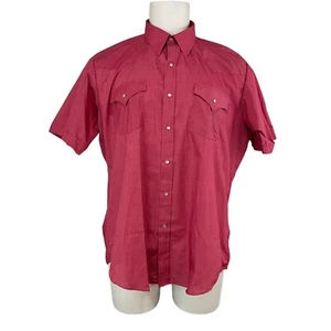 Ely Cattleman Shirt Mens 17.5 Pearl Snap Red/pink Western Short Sleeve (670) - Picture 1 of 5