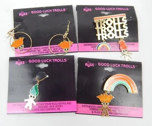 4er Set Russ Berrie Viel Glück Trolle Schmuck Halskette Stifte Ohrringe NEU! - Bild 1 von 6