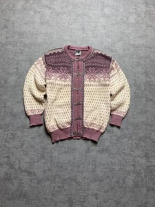 Vintage Women's Dale of Norway Nordic Knitted Wool Sweater / Clasps Pink Size M - Picture 1 of 12