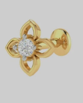 Natürlicher Diamant Nase Anstecknadel 14K Solid Gold für Damen Körper Schmuck - Bild 1 von 4