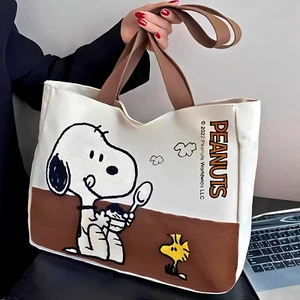 Borsa a tracolla Peanuts Snoopy da donna con logo dei cartoni animati borsa shopper grande con zip - Foto 1 di 15