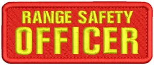 Range Safety Officer Embroidery Patch 2X5   hook on back  YELLOW ON RED - Picture 1 of 1