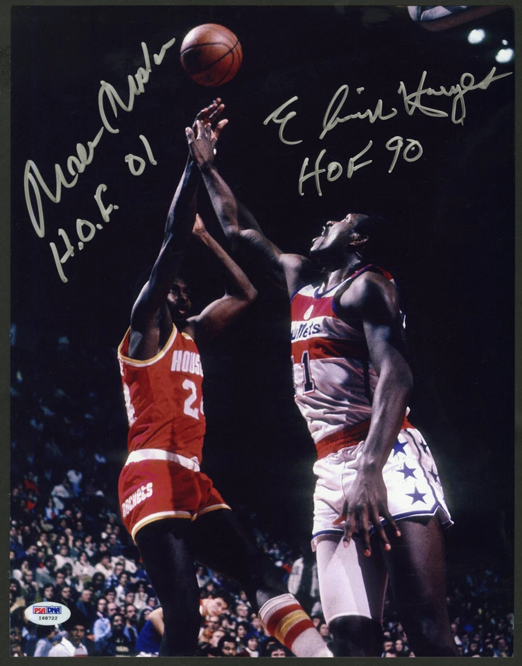 Moses Malone Elvin Hayes SIGNED 11x14 Photo Rockets Bullets PSA/DNA AUTOGRAPHED - Image 1 of 1
