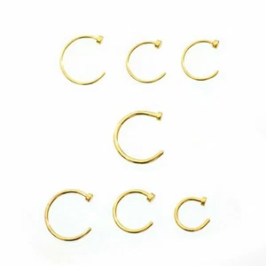 7 Pack 20G and 22G Nose Hoop Ring Piercing Surgical Steel Gold IP Multiple Sizes - Picture 1 of 10
