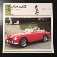 Aston Martin DB 2/4 Mark III 1957-1959 Spec Sheet Info Card
