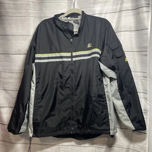 Vintage Starter Windbreaker Herren MED Nylon Trainingsjacke schwarz Full Zip Netzfutter - Bild 1 von 7