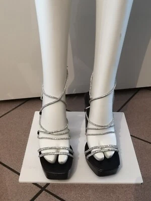 Sandali n 39  Lacci Gioiello Alla schiava Argento Tacco Alto Discoteca Serata  - Immagine 1 di 4