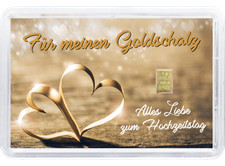 Goldbarren Motivbarren " HOCHZEITSTAG " 1g Gold  Für meinen Goldschatz