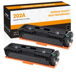 2PK Black Toner Compatible with HP 202A CF500A Color LaserJet M254dw MFP M281fdw - Picture 1 of 10