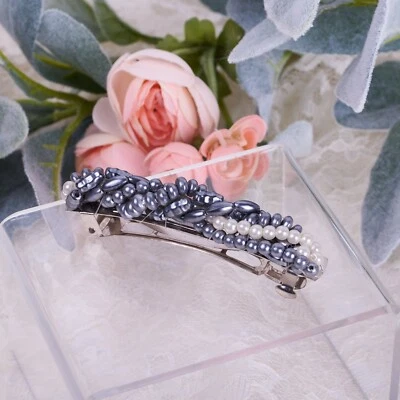 Cordón de pelo vintage simulado perla 3" gris y blanco tono plata Foto 1 de 4