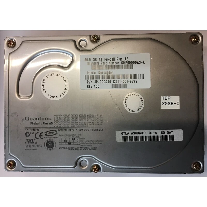 AS60A011-01-A - Quantum 60GB 7200 RPM IDE 3.5" HDD - Image 1 of 1