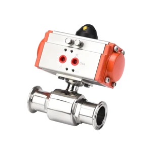 1-3/4" Stainless Steel 316 Clamp OD 64mm Pneumatic Sanitary Straight Ball Valve - Picture 1 of 6