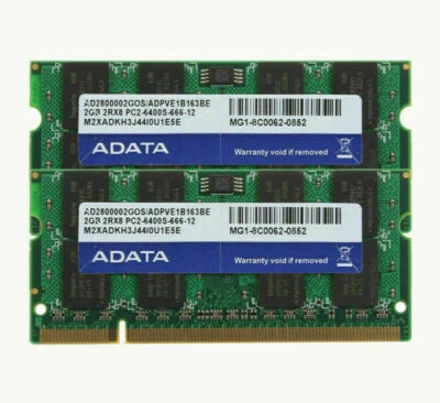 Adata 4 GB 4GB 2X 2GB 2 GB PC2-6400 DDR2-800Mhz 200pin Sodimm Laptop Memory RAM - Image 1 of 4