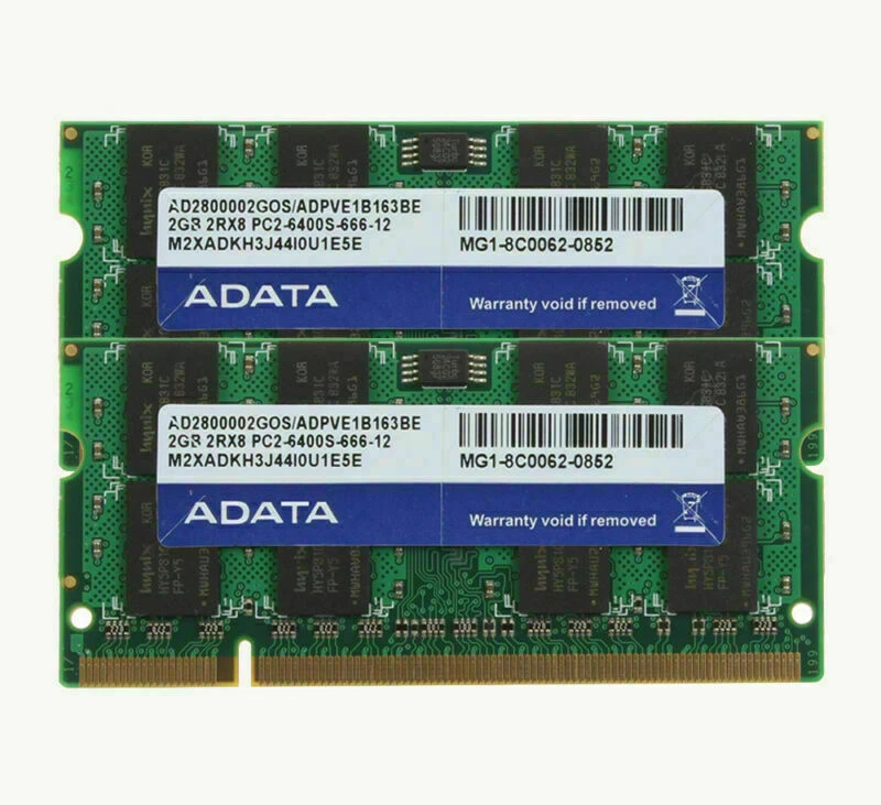 Adata 4 GB 4GB 2X 2GB 2 GB PC2-6400 DDR2-800Mhz 200pin Sodimm Laptop Memory RAM - Image 1 of 4