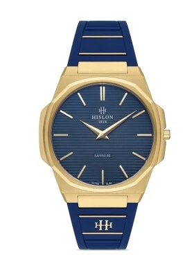 Hislon Men's Watch Ultra Slim Sapphire Glass Navy Blue Dial Gold New Collection - Image 1 of 4