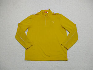 Puma Sweater Large Adult Yellow Pullover Quarter Zip Lightweight Stretch Mens L