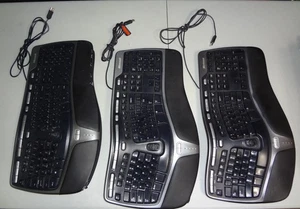 LOT 3 CLAVIERS MICROSOFT Ergonomiques Naturels 4000 V1.0 KU-0462 Noir Filaire USB - Photo 1/10