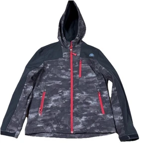 Snozu Softshell Hoodie Jacket Large 14/16 Black Dot Camouflage Boys - Picture 1 of 17
