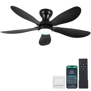 44 Inch Ceiling Fans with Lights, Modern Flush Mount Ceiling Fans with Remote... - Picture 1 of 9