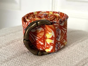 Cintura donna J CREW arancione giallo seta floreale anello a D 42" taglia S/M - Foto 1 di 4