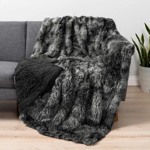 Black Fluffy Throw Blanket for Couch, Fuzzy Blanket for Women Men, Furry Plus... - Picture 1 of 9