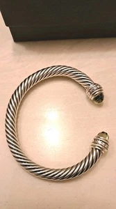 David Yurman Manschette klassisches Kabel Sterlingsilber Diamanten & facettierter Peridot - Bild 1 von 20