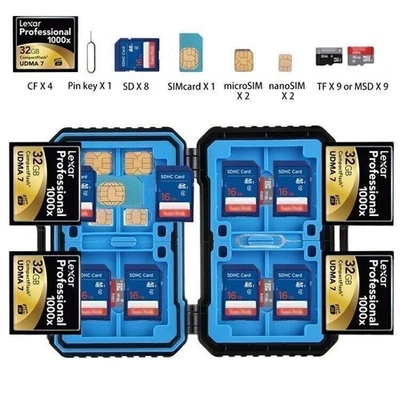 PULUZ 27 in 1 Memory Card Case for 4CF 8SD 9TF 1Card PIN 2Micro 2Nano-SIM Set - Image 1 of 4