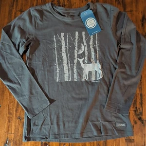 Life Is Good Langarm Crusher Tee Grau Tshirt Winter Decke Nacht Gr. S Neu - Bild 1 von 14