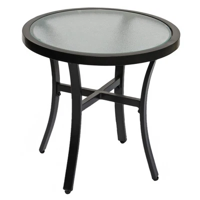 Garden Elements Round Aluminum Patio Accent Table, Mocha, 20" - Image 1 of 4