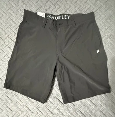 Pantalones Cortos de Caminar Hurley Híbridos Para Hombres Negros Talla 36 Secado Rápido Elastizados Reflectantes Foto 1 de 4