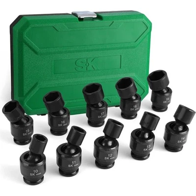 SK 3/8" Drive Universal Swivel Impact Socket Set, Metric Socket Set
