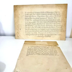 WW1 Herman Davis Arkansas Hero Sniper Memorial Board Handwritten 1923 Display - Bild 1 von 15