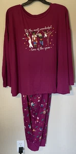 Neu mit Etikett Damen lila Nussknacker & Ballerina Pyjama Jogginghose & Oberteil Schlafset 3X - Bild 1 von 8