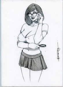 8,5x11" VELMA SCOOBY DOO SK#3541 ORIGINAL PINUP GIRL por ALEX MIRANDA - Imagen 1 de 2