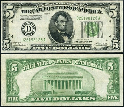 FR. 1952 D $5 1928-B Federal Reserve Note Cleveland D-A Block DGS XF - Image 1 of 3