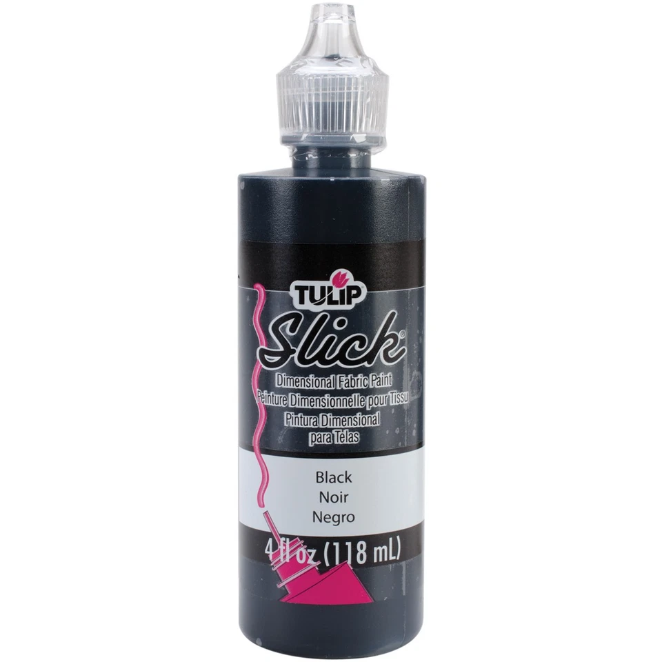 I LOVE TO CREATE Tulip Dimensional Fabric Paint 4oz-Slick - Black - FLS-1-4