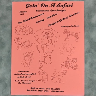 Judy Lyon Goin' On A Safari Quilting/Embroidery Patterns Set 1 M3020 9 Designs - Image 1 of 4
