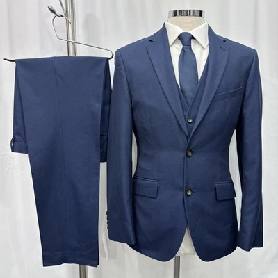 M&S COLLECTION Indigo Blue Tailored Fit Modern 3 Piece Suit C36M W32 L31 - Image 1 of 4