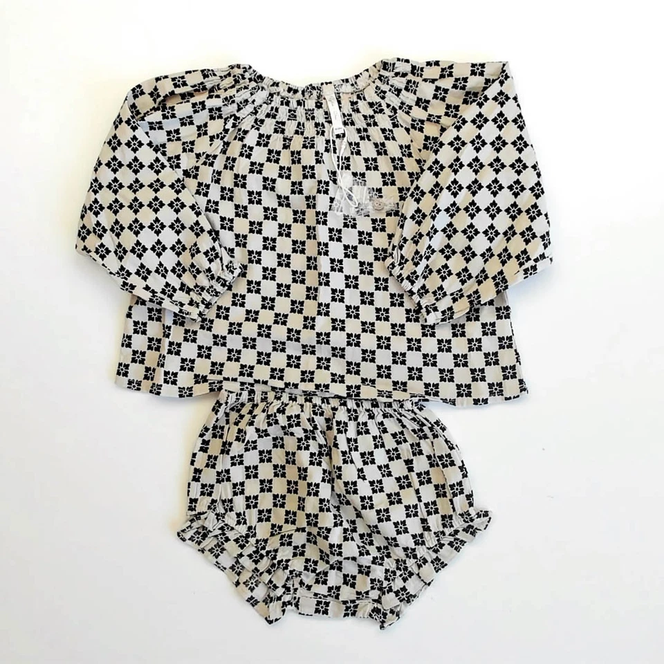 Conjunto Blusa Rylee + Cru Quincy Flor-A Cuadros 18-24 Meses Niño Pequeño Top Foto 1 de 3