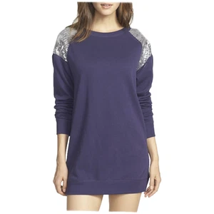 MAKE + MODEL Bling Fleece Nightshirt/Sweatshirt, Navy Dusk Heart, Soft, L-NWT- - Picture 1 of 3