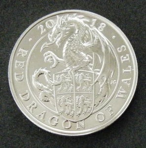 2018 The Queens Beasts Red Dragon of Wales UK £5 Five Pound BU Coin - Picture 1 of 2