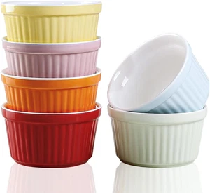 Ramekins 6Oz Oven Safe Creme Brulee Ramekins & Souffle Dishes Set of 6 Colorful - Picture 1 of 11