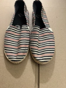 Report Siracha Damen-Flats gestreift maritim Canvas elfenbeinblau rot Größe 6 - Bild 1 von 7