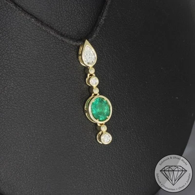 Wert 2290 € Brillant Diamant Smaragd Anhänger 585 14 Karat Gelb Gold xxyy - Bild 1 von 4