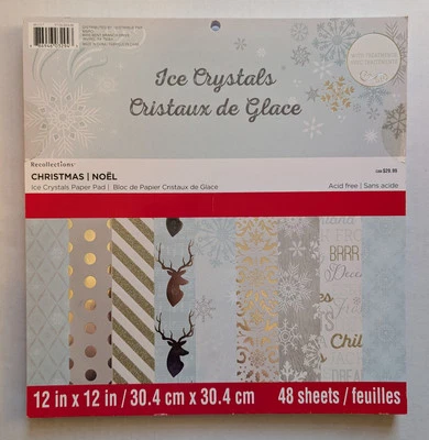 Recollections Christmas Ice Crystals 12"x12" Scrapbook Paper Pad 48 Sheets RARE - Image 1 of 2
