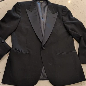 Yves Saint Laurent YSL Vintage France Blau Logo Knopf Blazer Mantel Jacke Wolle - Bild 1 von 16